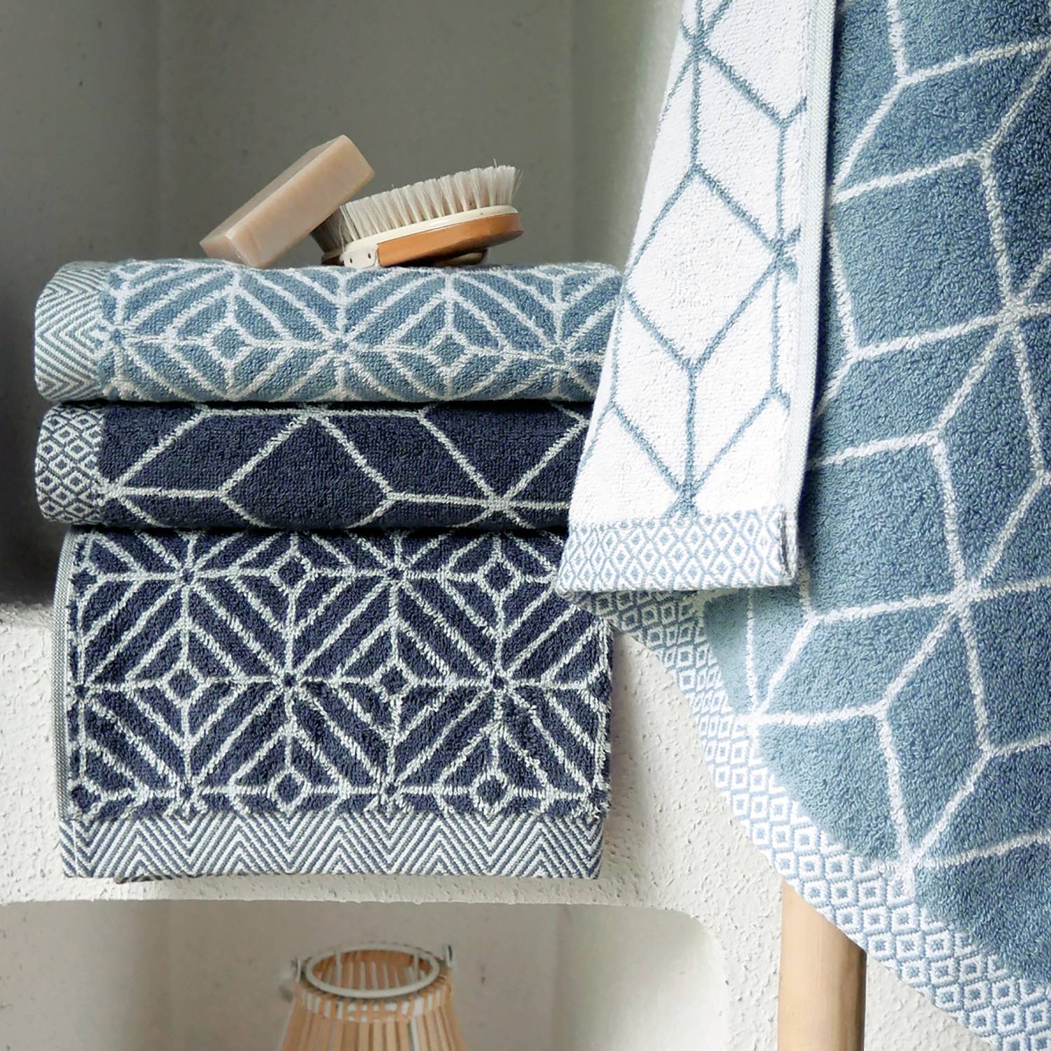 home24 Handtücher Design Jacquard II 2er-Set 50 x 100cm Grau/Anthrazit von home24
