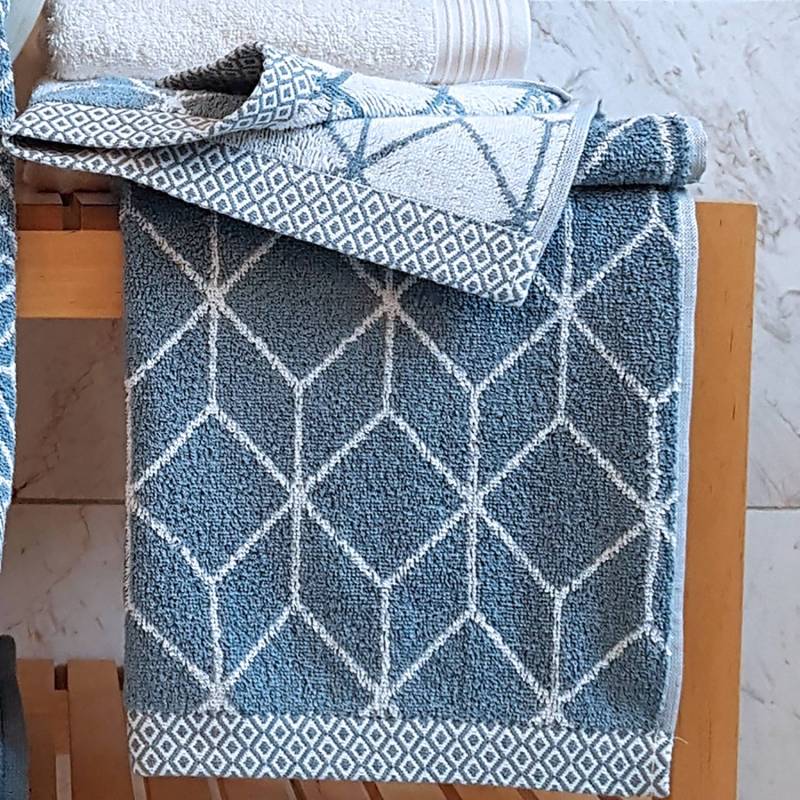 home24 Handtücher Design Jacquard II 2er-Set 50 x 100cm Blau/Blau von home24