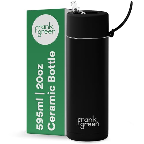 frank green Wasserflasche – 595 ml Metall-Wasserflasche mit Strohhalm-Deckel, keramisch isoliert, Edelstahl, dreifach wandig, Vakuum – Mitternachtsschwarz von frank green frank green Wasserflasche – 595 ml Metall-Wasserflasche mit Strohhalm-Deckel, keramisch isoliert, Edelstahl, dreifach wandig, Vakuum – Mitternachtsschwarz von frank green von frank green