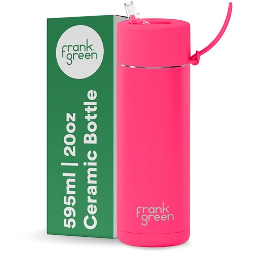 frank green Wasserflasche mit Strohhalm-Deckel, 595 ml, keramisch isoliert, Metall, Edelstahl, dreifach wandig, vakuumiert, Neonrosa frank green frank green Wasserflasche mit Strohhalm-Deckel, 595 ml, keramisch isoliert, Metall, Edelstahl, dreifach wandig, vakuumiert, Neonrosa frank green von frank green