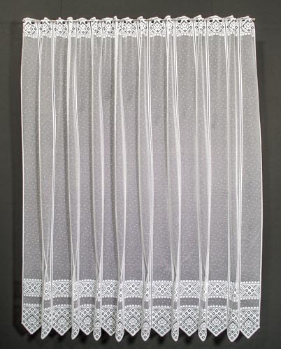 frankgardinen Scheibengardine Blume Muster 180 cm hoch Weiß - Wunschbreite frei wählbar durch gekaufte Menge in 21 cm Schritten - Meterware von frankgardinen