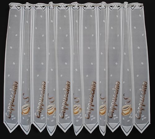 Scheibengardinen 90 - 130 cm hoch 12 cm Window Curtains Curtains Cappuccino 90 cm Long Various Colours - Polyester, White with beige / brown von frankgardinen