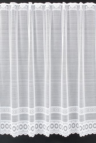 frankgardinen Scheibengardine Jacquard gebogt Abschluss 120 cm hoch weiß - Wunschbreite frei wählbar durch gekaufte Menge in 12,5 cm Schritten - Meterware von frankgardinen