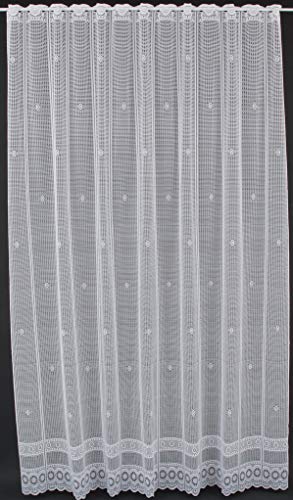 Scheibengardine Jacquard gebogt Abschluss 210 cm hoch weiß - Wunschbreite frei wählbar durch gekaufte Menge in 12,5 cm Schritten - Meterware von frankgardinen