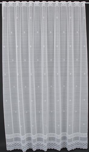 frankgardinen Scheibengardine Jacquard gebogt Abschluss 210 cm hoch weiß - Wunschbreite frei wählbar durch gekaufte Menge in 12,5 cm Schritten - Meterware von frankgardinen