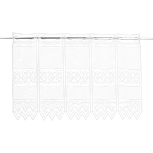 frankgardinen Scheibengardine Jacquard grafisch 45 cm hoch Breite der Gardine durch gekaufte Menge in 13 cm Schritten wählbar Farbe: Weiß … von frankgardinen