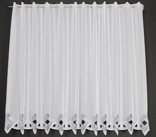 Scheibengardinen 90 - 130 cm hoch 6.30 Net Curtains Various Colours Height 35.43 - White with grey / anthracite, Polyester von frankgardinen