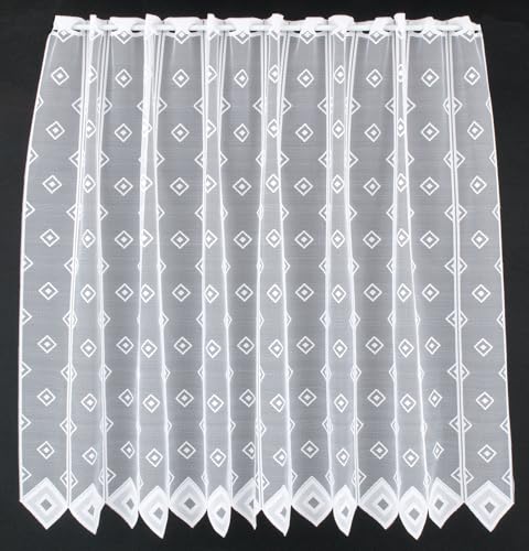 Scheibengardine Quadrate 110 cm hoch weiß - Wunschbreite frei wählbar durch gekaufte Menge in 11,5 cm Schritten - Meterware von frankgardinen