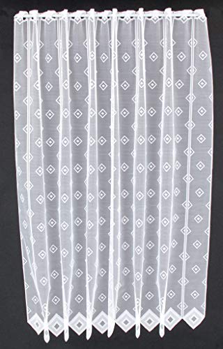Scheibengardine Quadrate 150 cm hoch weiß - Wunschbreite frei wählbar durch gekaufte Menge in 11,5 cm Schritten - Meterware von frankgardinen