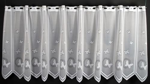 Scheibengardinen 56 - 89 cm hoch 23.5cm Window Curtain Butterflies 60cm high White von frankgardinen