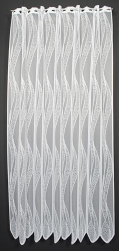 Scheibengardine Welle 150 cm hoch ganz weiß - Wunschbreite frei wählbar durch gekaufte Menge in 11,5 cm Schritten - Meterware von frankgardinen
