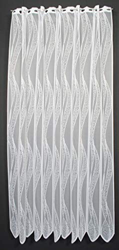 Scheibengardine Welle 180 cm hoch ganz weiß - Wunschbreite frei wählbar durch gekaufte Menge in 11,5 cm Schritten - Meterware von frankgardinen