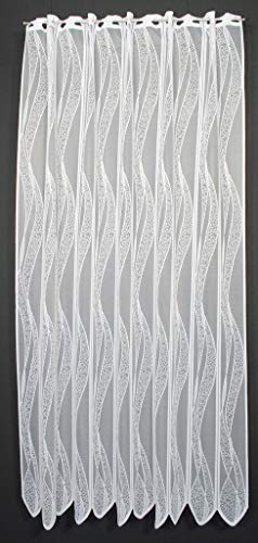 frankgardinen Scheibengardine Welle 180 cm hoch ganz weiß - Wunschbreite frei wählbar durch gekaufte Menge in 11,5 cm Schritten - Meterware von frankgardinen