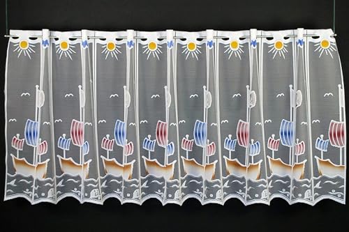 Scheibengardine für Kinder Piratenschiff 60 cm hoch weiß mit bunt - Wunschbreite frei wählbar durch gekaufte Menge in 24,5 cm Schritten - Meterware Scheibengardine für Kinder Piratenschiff 60 cm hoch weiß mit bunt - Wunschbreite frei wählbar durch gekaufte Menge in 24,5 cm Schritten - Meterware von frankgardinen