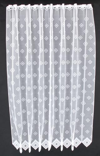 frankgardinen Scheibengardine Quadrate 150 cm hoch weiß - Wunschbreite frei wählbar durch gekaufte Menge in 11,5 cm Schritten - Meterware von frankgardinen