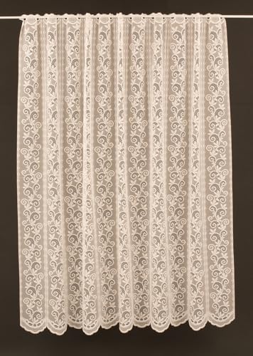 frankgardinen Scheibengardine klassischer Ranke 270 cm hoch Creme - Wunschbreite frei wählbar durch gekaufte Menge in 32 cm Schritten - Meterware von frankgardinen