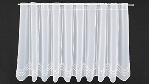 frankgardinen Scheibengardine moderner Welle Bestickt 60 cm hoch weiß - Wunschbreite frei wählbar durch gekaufte Menge in 16 cm Schritten - Meterware frankgardinen Scheibengardine moderner Welle Bestickt 60 cm hoch weiß - Wunschbreite frei wählbar durch gekaufte Menge in 16 cm Schritten - Meterware von frankgardinen