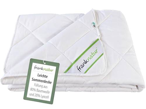 franknatur Sommerdecke 155x220 - Füllung 80% Baumwolle und 20% Tencel Lyocell Bettdecke Sommer waschbar von franknatur