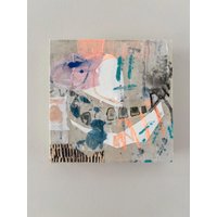 Abstrakte Moderne Collage Auf Mdf Block, Kleine Als Besonderes Geschenk, Bild Für Modernes Wohnambiente, Haus Und Wohnen, Originalart von frauloukunst