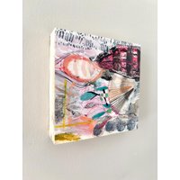 Abstrakte Moderne Collage Auf Mdf Block, Kleine Als Besonderes Geschenk, Bild Für Modernes Wohnambiente, Haus Und Wohnen, Originalart von frauloukunst