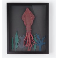 Handgemachte Leder Red Squid in Setzkasten, Weihnachtsdekoration, Spielzimmer Wand Dekoration, Stofftier von fredamade
