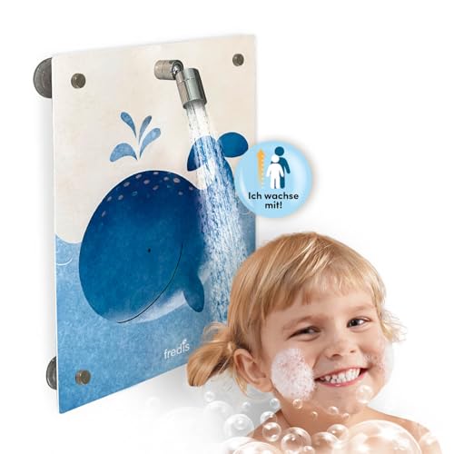 fredis Kinder-Dusche Motiv 'Wal' | Spielerische Wasserabenteuer für Kinder, Montage ohne Bohren, Motiv-Platte mit Duschkopf, Schlauch & 2 Strahlarten | Fördert Selbstständigkeit und Spaß fredis Kinder-Dusche Motiv 'Wal' | Spielerische Wasserabenteuer für Kinder, Montage ohne Bohren, Motiv-Platte mit Duschkopf, Schlauch & 2 Strahlarten | Fördert Selbstständigkeit und Spaß von Fredis