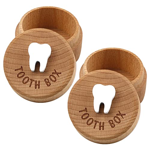 free-space Tooth Fairy Box 3D geschnitzte Holzkiste Souvenir Droped Tooth Andenken Aufbewahrungsbox Geschenk für Jungen oder Mädchen (2pcs Tooth Box) von free-space