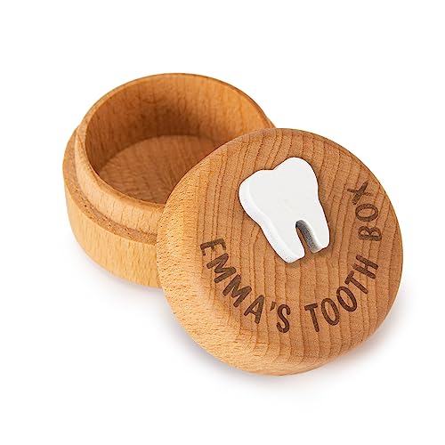 free-space Zahnfee-Box 3D geschnitzte Holzkiste Souvenir Droped Tooth Andenken Aufbewahrungsbox Geschenk für Jungen oder Mädchen (custom tooth box 1) von free-space