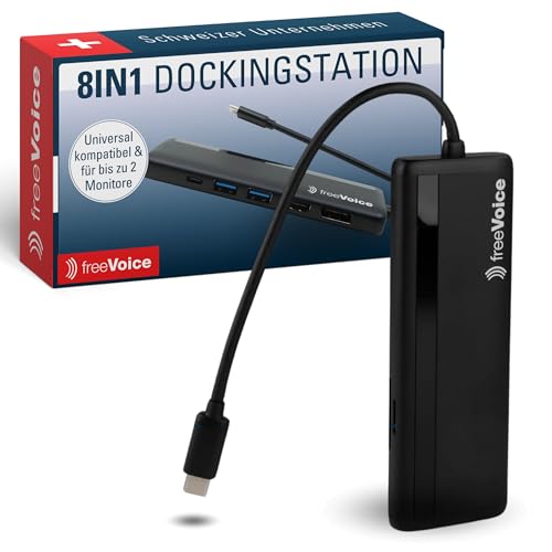 freeVoice Docking Station 8in1 I USB-C Dockingstation 100 Watt I Multiport Adapter für HDMI, DisplayPort, USB-A/C, RJ45, SD & TF I Laptop Docking Station Dual Monitor I 8k Auflösung freeVoice Docking Station 8in1 I USB-C Dockingstation 100 Watt I Multiport Adapter für HDMI, DisplayPort, USB-A/C, RJ45, SD & TF I Laptop Docking Station Dual Monitor I 8k Auflösung von freeVoice