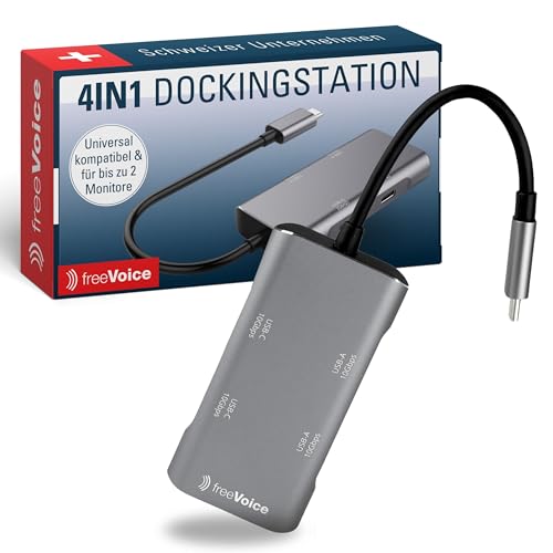 freeVoice Docking Station USB I Dual USB Dockingstation mit 10 Gbps Übertragung I Dockingstation mit 2 USB-A & 2 USB-C Anschlüssen I Laptop Docking Station I 4in1 USB Hub freeVoice Docking Station USB I Dual USB Dockingstation mit 10 Gbps Übertragung I Dockingstation mit 2 USB-A & 2 USB-C Anschlüssen I Laptop Docking Station I 4in1 USB Hub von freeVoice