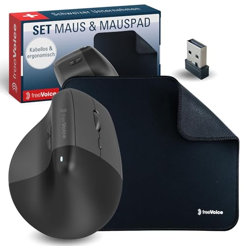 freeVoice Set inkl. Office-Maus & Mauspad in 23x20cm I Wireless Maus mit optischem Sensor I Kabellose 6D Laptop-Maus mit 10m Reichweite & DPI-Einstellungen I Rutschfestes Mousepad für Büro & Gaming freeVoice Set inkl. Office-Maus & Mauspad in 23x20cm I Wireless Maus mit optischem Sensor I Kabellose 6D Laptop-Maus mit 10m Reichweite & DPI-Einstellungen I Rutschfestes Mousepad für Büro & Gaming von freeVoice