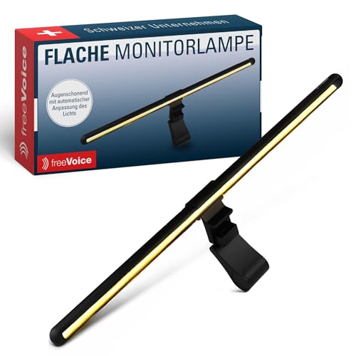 freeVoice Monitor Screenbar Flach I Schonende Anti-Blue-Light Bildschirmlampe I Flache Monitorlampe mit drahtloser Steuerung & Auto-Dimmer I Blendfreie Monitorleuchte mit Clip-Befestigung freeVoice Monitor Screenbar Flach I Schonende Anti-Blue-Light Bildschirmlampe I Flache Monitorlampe mit drahtloser Steuerung & Auto-Dimmer I Blendfreie Monitorleuchte mit Clip-Befestigung von freeVoice