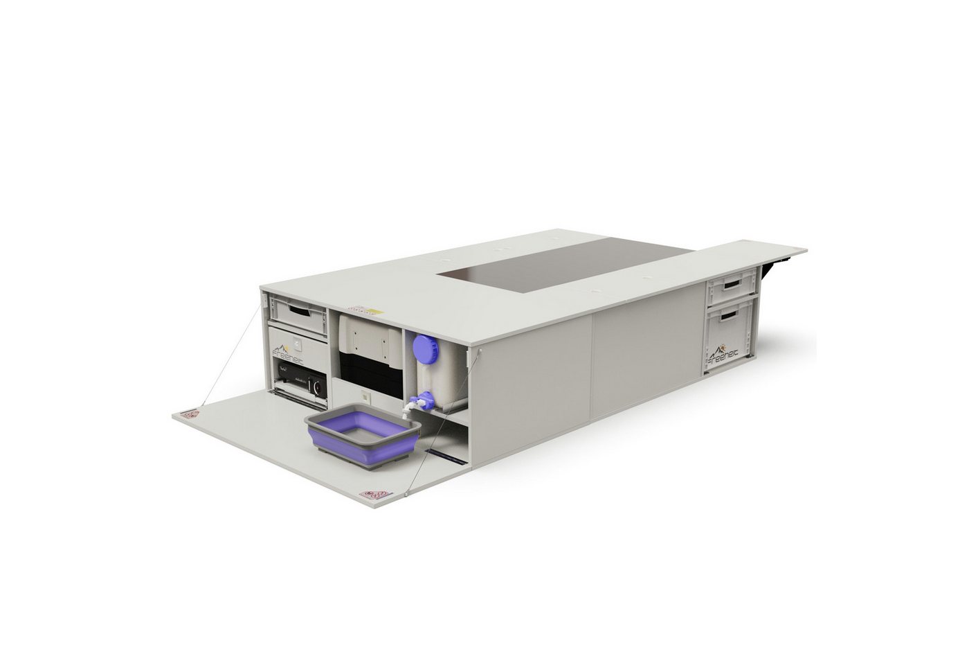 freeheit Schrankmodule (Campingbox mit Bett und Tisch, Kocherschublade Dometic CFF35) Van Kastenwagen Kombi Freeheit Kombiflex 2001 von freeheit