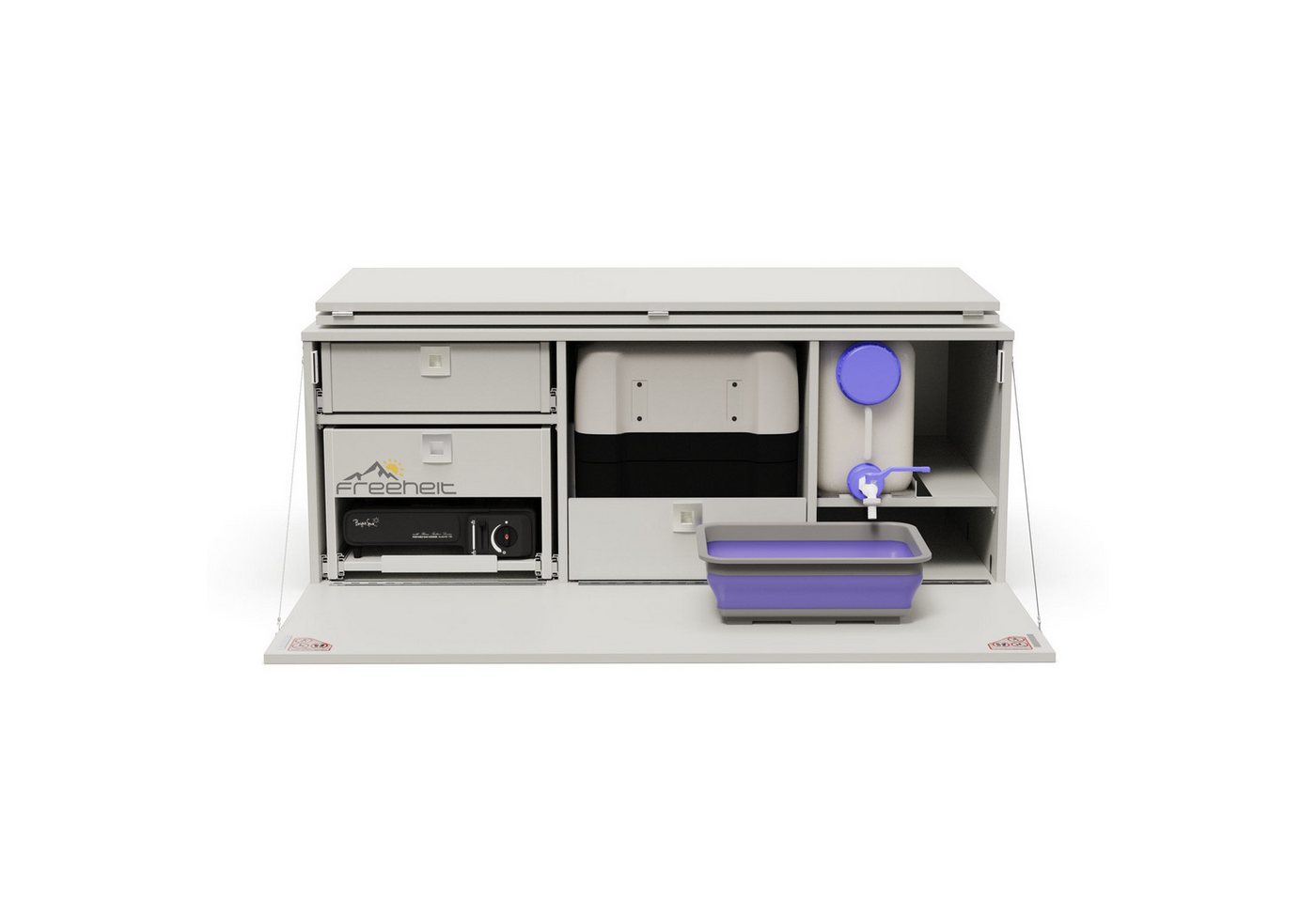 freeheit Schrankmodule (Campingmodul Schlafsystem mit Kocherschublade Dometic CFF35) Van Hochdachkombi Mikrocamper Küchenblock Freeheit Flexicamp 1014 von freeheit
