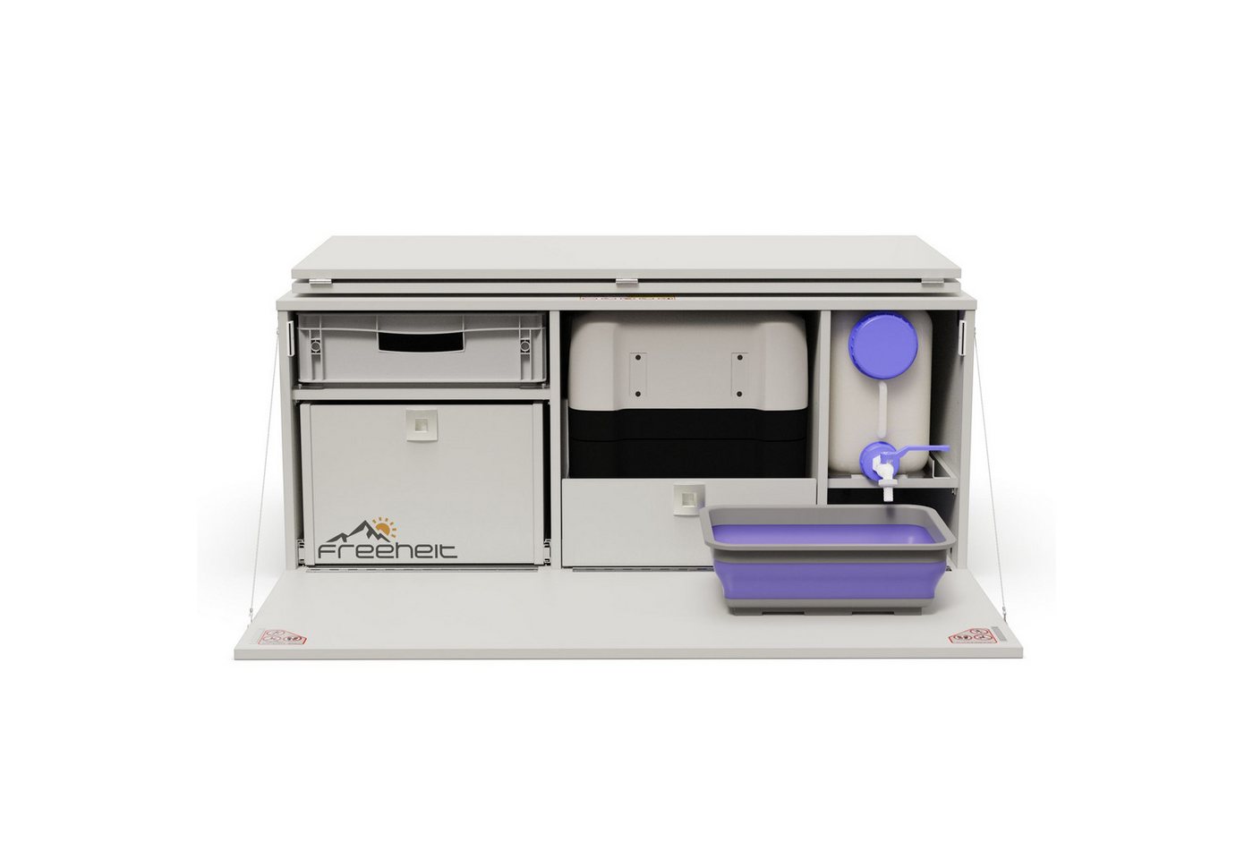 freeheit Schrankmodule (Minivan Campingbox Heckbettsystem mit Kompressorkühlbox Dometic CFF35) Van Hochdachkombi Mikrocamper Küchenblock Freeheit Flexicamp 1006 von freeheit