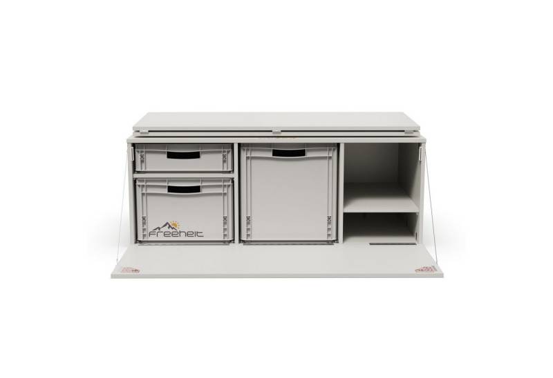 freeheit Schrankmodule (Minivan Heckküche Campingbox Heckbettsystem Schlafsystem mit Euroboxen) Van Hochdachkombi Mikrocamper Küchenblock Freeheit Flexicamp 1007 von freeheit