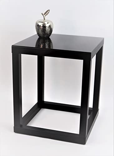 Beistelltisch, Couchtisch, Blumensäule, Dekosäule, Cube, Gestell Schwarz, Glas Schwarz, Verschiedene Größen (30 x 30 x Höhe 50cm) von freeroom24