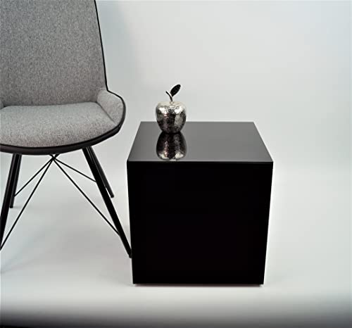 Beistelltisch, Couchtisch, Rollentisch Emilia, Glas weiß oder schwarz, Verschiedene Größen (Schwarz RAL9005, 400 x 400 x Höhe 430mm) von freeroom24