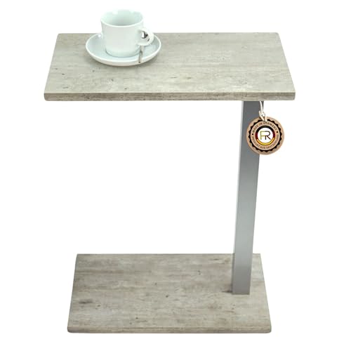 freeroom24 Beistelltisch, Laptoptisch Rebus in Betonoptik, Metall in Silber, 45 x 25cm, Verschiedene Höhen (45 x 25 x Höhe 50cm) von freeroom24