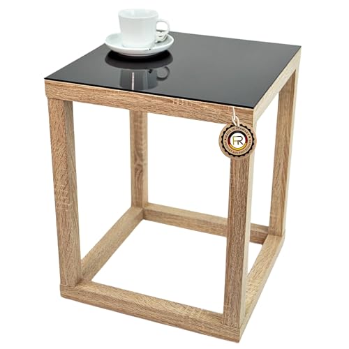 freeroom24, Beistelltisch, Wohnzimmertisch, Couchtisch, Coffee Table, Kaffeetisch, Blumenhocker, Blumensäule, Cube, Holzoptik Sonoma Eiche Nachbildung, Glas schwarz, 40 x 40 x 70cm, Made in Germany freeroom24, Beistelltisch, Wohnzimmertisch, Couchtisch, Coffee Table, Kaffeetisch, Blumenhocker, Blumensäule, Cube, Holzoptik Sonoma Eiche Nachbildung, Glas schwarz, 40 x 40 x 70cm, Made in Germany von freeroom24