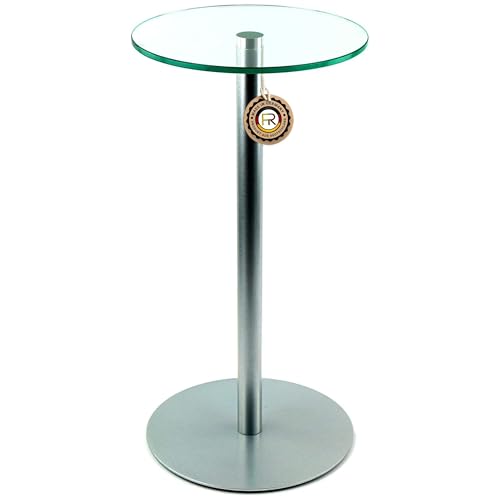 freeroom24 Designer Beistelltisch Glas Silber 30x30x70 cm - Wohnzimmertisch modern - stabiler Couchtisch - praktischer Coffee Table rund - kleiner Kaffeetisch - Glastisch - Sofatisch - Made in Germany von freeroom24