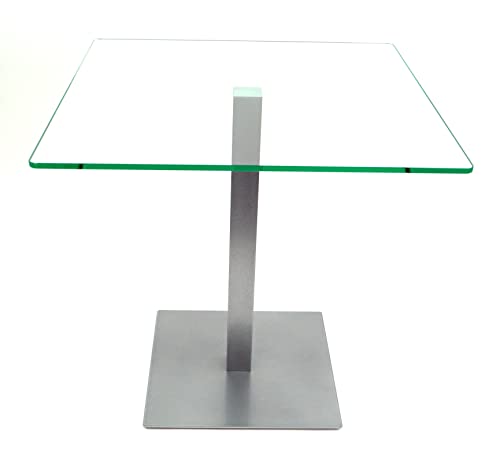freeroom24 Designer Beistelltisch Glas Silber 50x50x50cm - Wohnzimmertisch modern - stabiler Couchtisch - praktischer Coffee Table eckig - kleiner Kaffeetisch - Glastisch - Sofatisch - Made in Germany von freeroom24