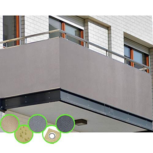 freigarten.de Balkon Sichtschutz PB2 PES blickdichte Balkonumspannung 90x500 cm - Grau - mit Ösen und Kordel - in div. Größen & Farben (90x500 cm (H x B), Grau) von freigarten.de