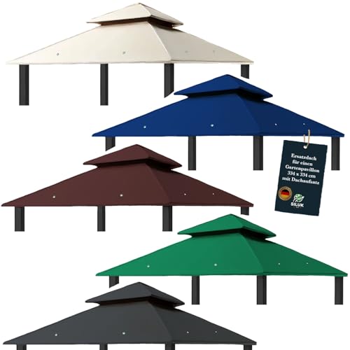 freigarten.de Ersatzdach für Pavillon 334 cm x 334 cm Sand Antik Pavillon Wasserdicht Material: Panama PCV Soft 370g/m² extra stark Modell 10 (Grün) von freigarten.de