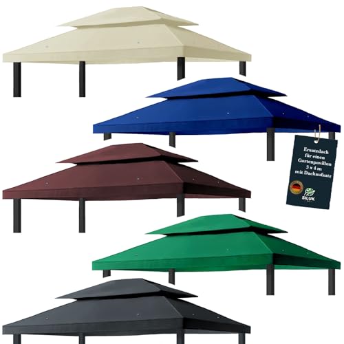 freigarten.de Ersatzdach für Pavillon 3x4 Meter Wasserdicht Material: Panama PCV Soft 370g/m² extra stark Modell 5 (Grün) von freigarten.de