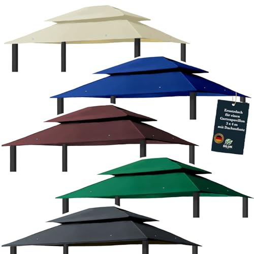 freigarten.de Ersatzdach für Pavillon 3x4 Meter Wasserdicht Material: Panama PCV Soft 370g/m² extra stark Modell 7 (Grün) von freigarten.de