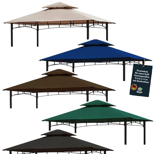 freigarten.de Ersatzdach für Pavillon Grill 2.4[m] x 1.5[m] Meter Sand Antik Pavillon Wasserdicht Material: Panama PCV Soft 370g/m² extra stark Modell 11 (Anthrazit) von freigarten.de