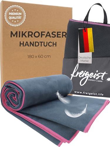 freigeist® Mikrofaser Handtuch | Microfaser Badetuch Groß | Super Strandtuch Mikrofaser | perfekt als Sporthandtuch | 160x80 cm (Schwarz|Rot) von freigeist ESPRIT LIBRE