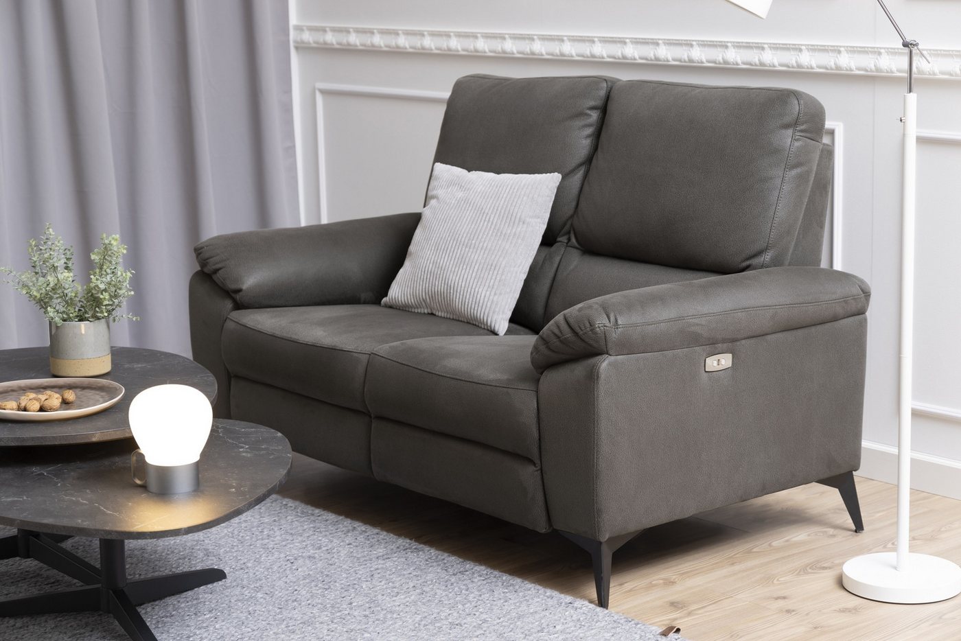 freiraum 2-Sitzer Rana, in Grau, Polyesterm, Stahl - 158x103x99cm (BxHxT) von freiraum