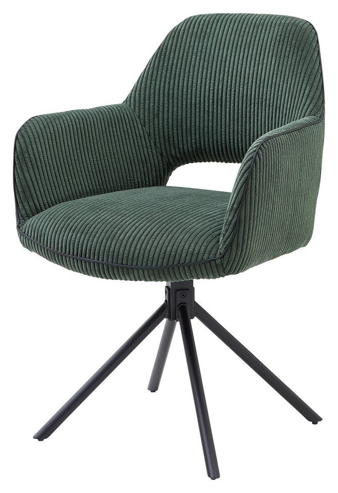freiraum Armlehnstuhl Adrina (2er Set), (2er Set) in dunkelgrün, Cordbezug - 63x89x62cm (BxHxT) von freiraum